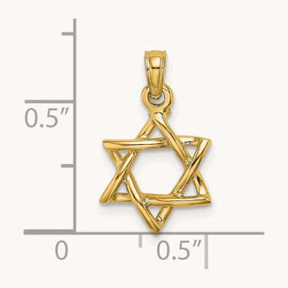 Polished Star Of David Charm — 14K Yellow Gold, 18.4mm