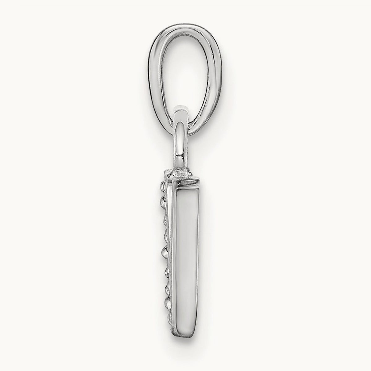 Rhodium-plated Diamond Letter V Initial Pendant, 14K White Gold