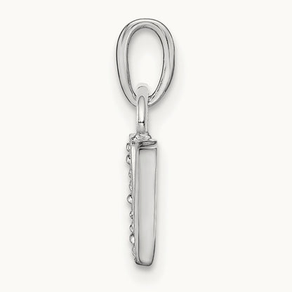 Rhodium-plated Diamond Letter V Initial Pendant, 14K White Gold
