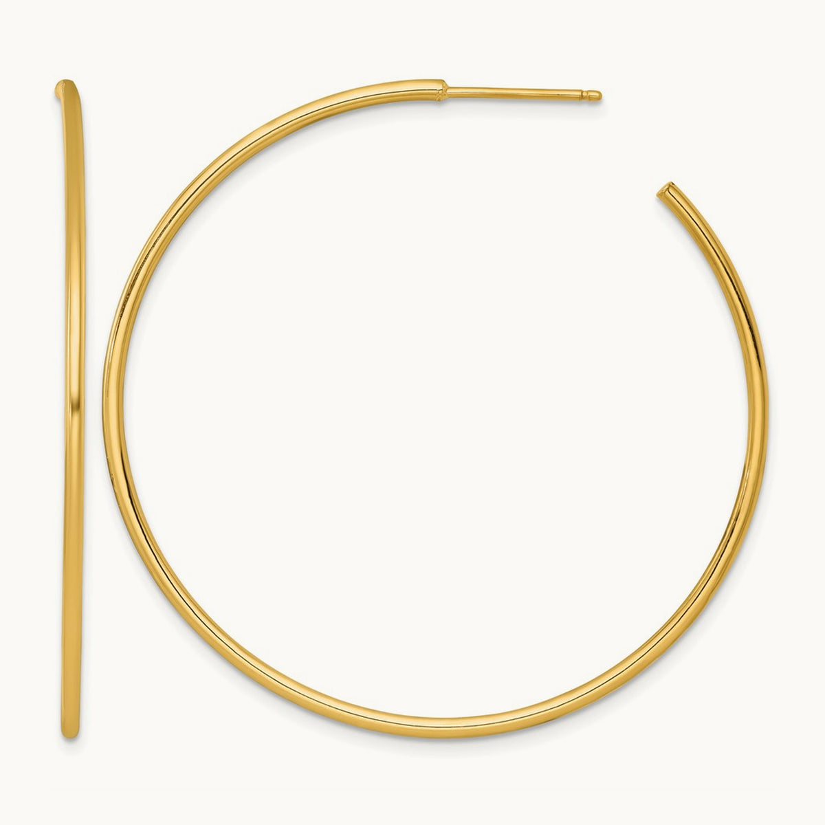 1.5 x Polished Post Hoop Earrings, 50mm, 14K