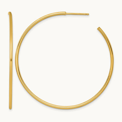 1.5 x Polished Post Hoop Earrings, 50mm, 14K