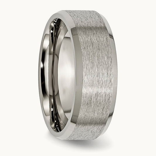 Titanium Beveled Edge 8mm Satin and Brushed Band