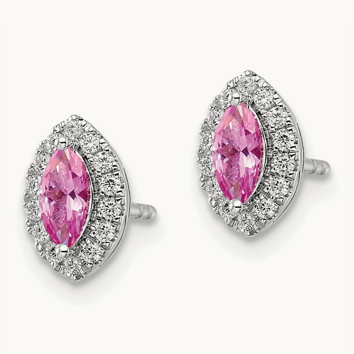 Created Sapphire Oct Birthstone Earrings, 0.20 ct tw Lab-Grown Diamond