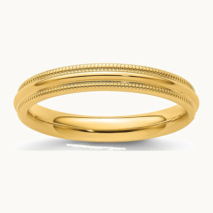 Milgrain Comfort Fit Band — 14K Yellow Gold, 3mm
