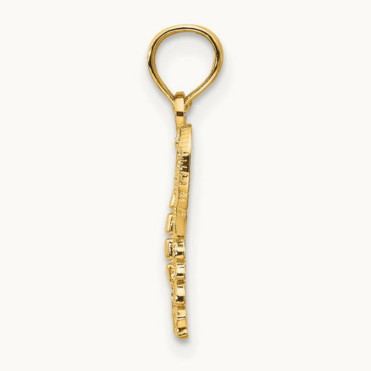 Diamond-cut Butterfly Pendant — 14K Yellow Gold, 19mm