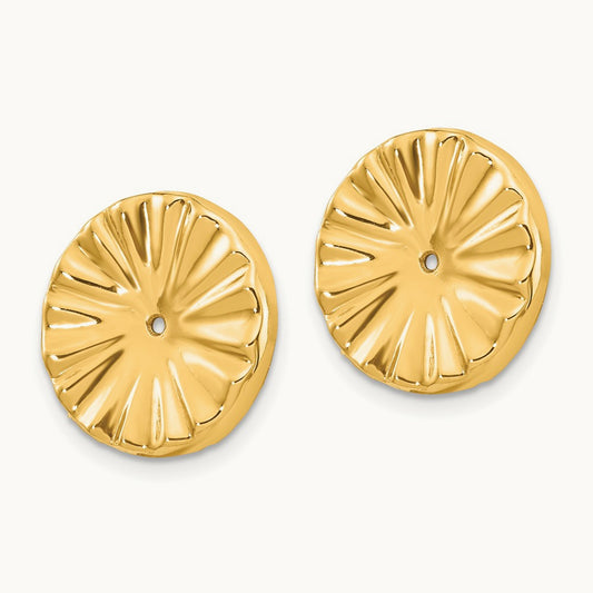 Polished Sunburst Earring Jackets, 14K
