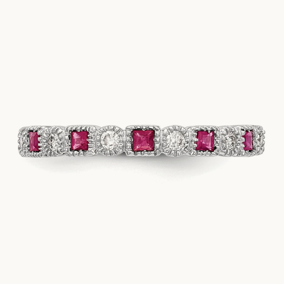 Diamond w/Ruby Band, 14K White Gold