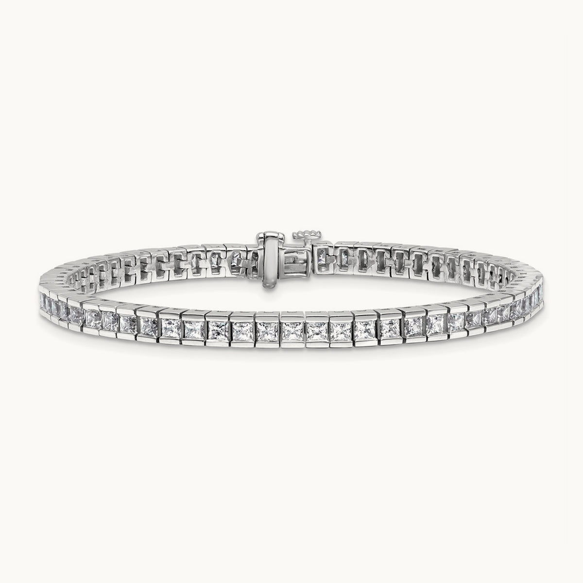Princess Tennis Bracelet, 7.00 ct tw Lab-Grown Diamond — 14K White Gold