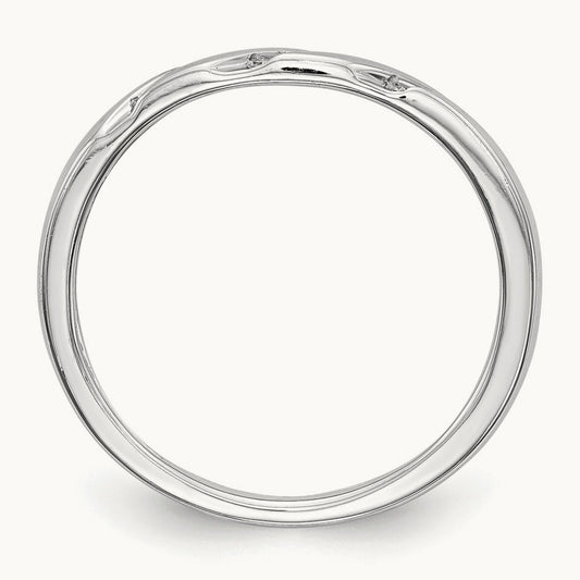 Complete Diamond Trio Ladies Wedding Band, 14K White Gold