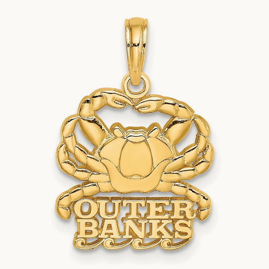 Polished OUTER BANKS Crab Charm, 14K