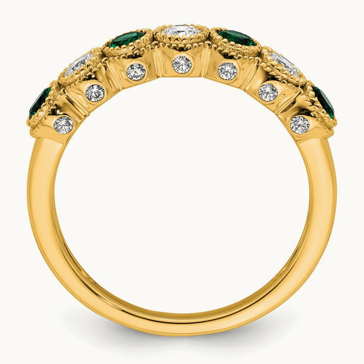 And Created Emerald Ring, 0.50 ct tw Lab-Grown Diamond
