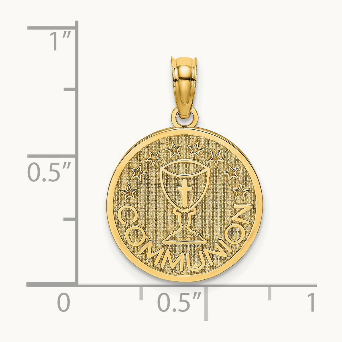 Textured Communion Cup on Round Disc Charm, 14K