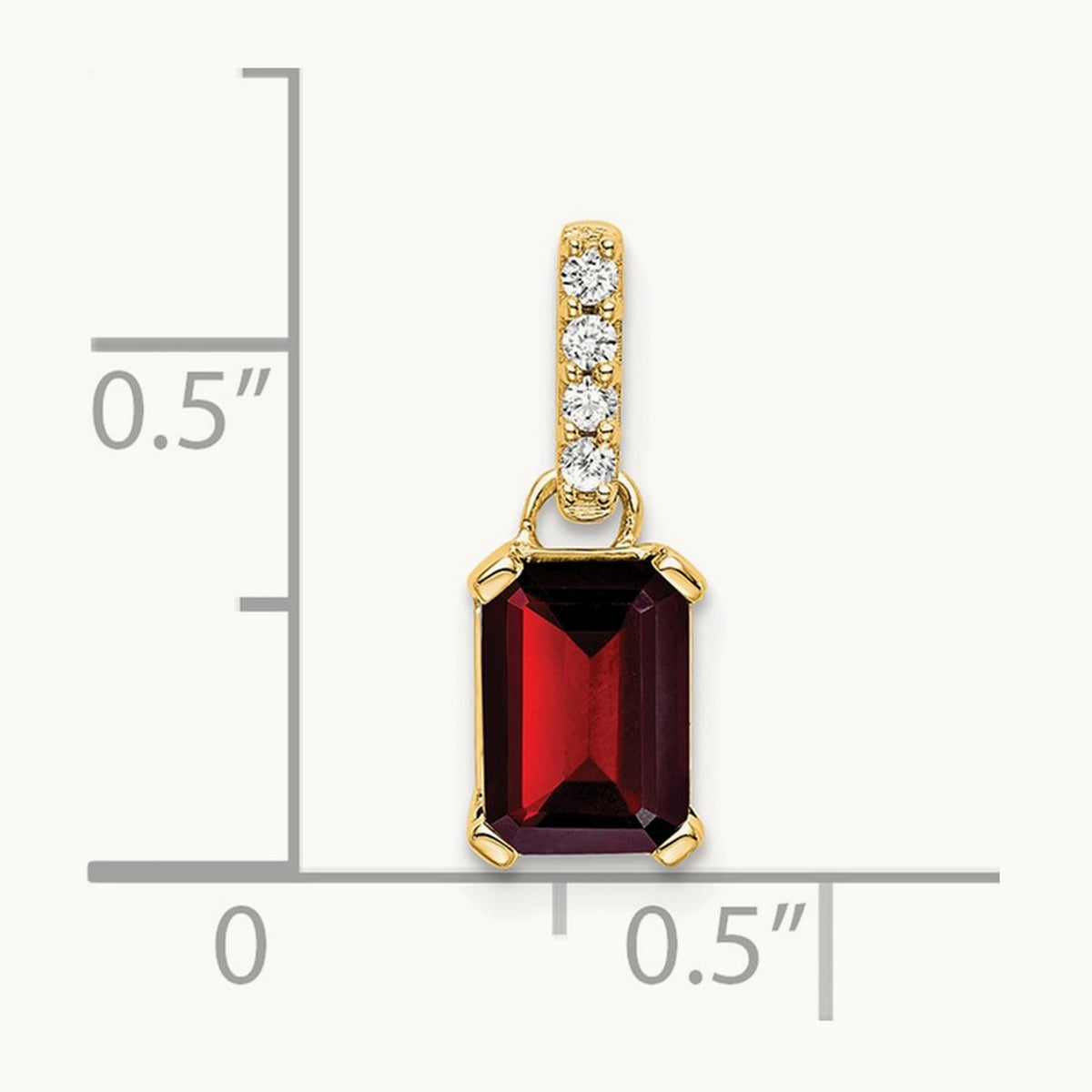 Garnet and Diamond Pendant — 14K Yellow Gold