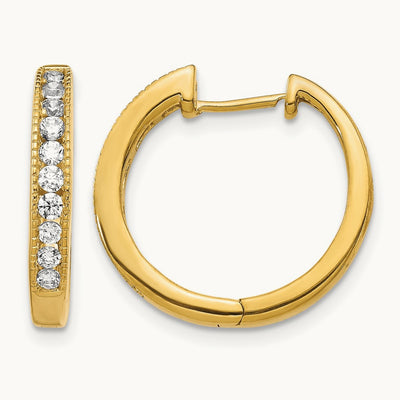 Diamond Hinged Hoop Earrings, 14K