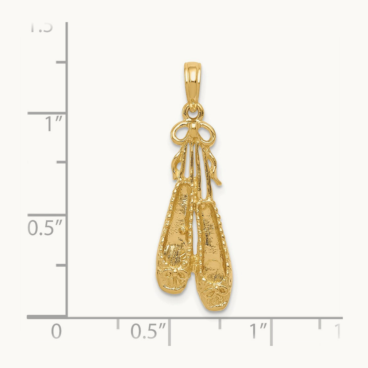 Solid Satin Polished Ballet Slippers Pendant, 14K