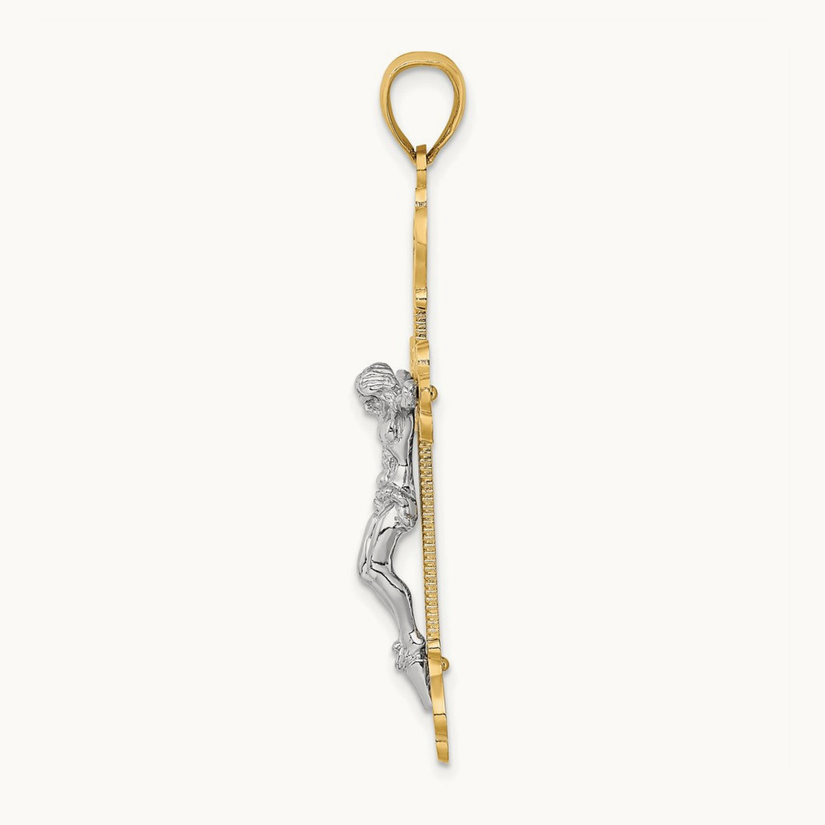 Engraved Crucifix Charm — 14K Two-Tone Gold, 44.9mm