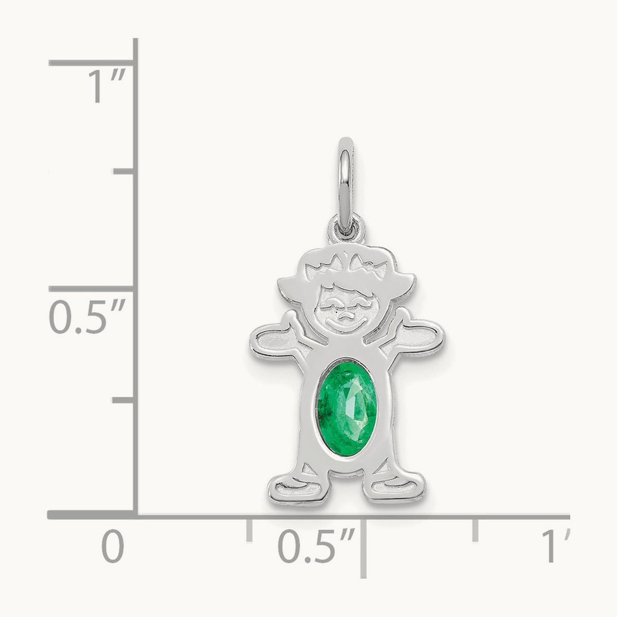 Girl 6x4 Oval Genuine Emerald-May — 14K White Gold