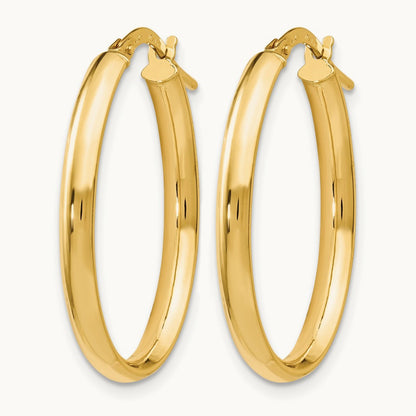 Polished Oval Hoop Earrings, 14K — Leslie's