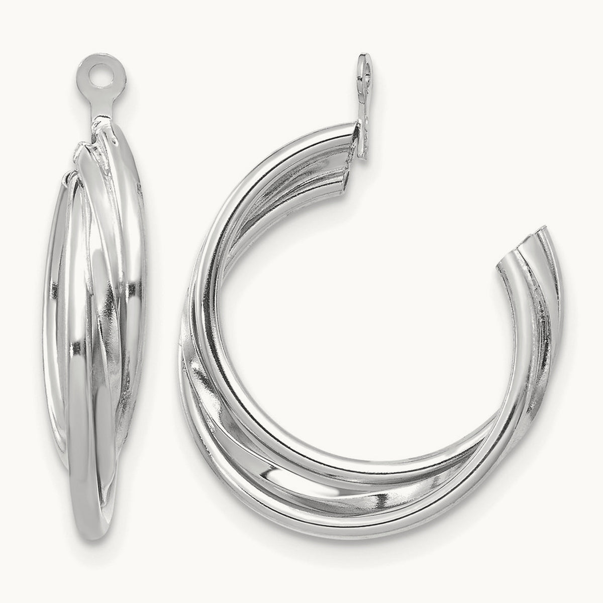 Polished Hoop Earring Jackets — 14K White Gold