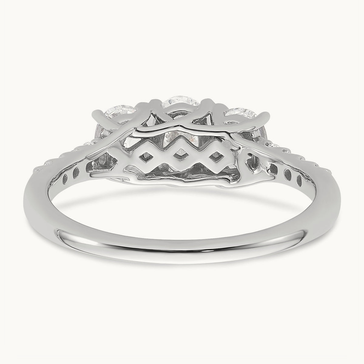 Oval Center Semi-Mount 3 Stone Engagement Ring, 0.10-0.25 ct tw Lab-Grown Diamond — 1/8 ct