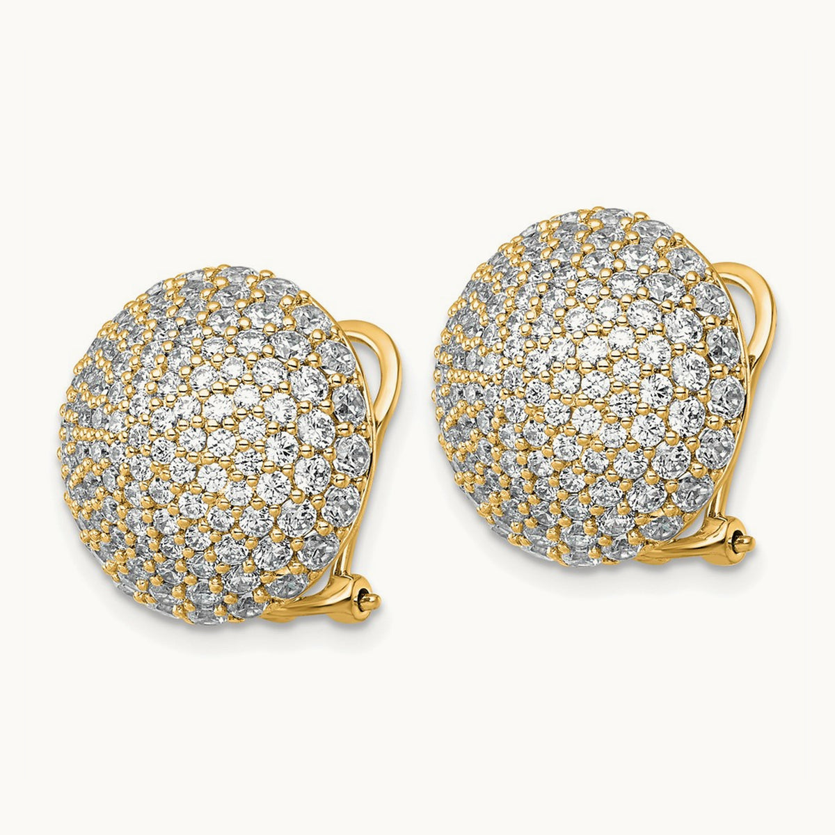 Pave Ball Leverback Post Earrings, 1.50-4.00 ct tw Lab-Grown Diamond — 4 ct, 14K Yellow Gold