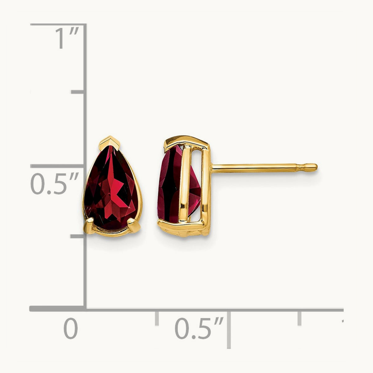 8x5mm Pear Garnet Earrings, 14K