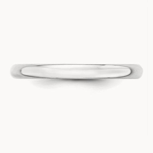 Lightweight Half Round Band, 2.5mm, 10K White Gold