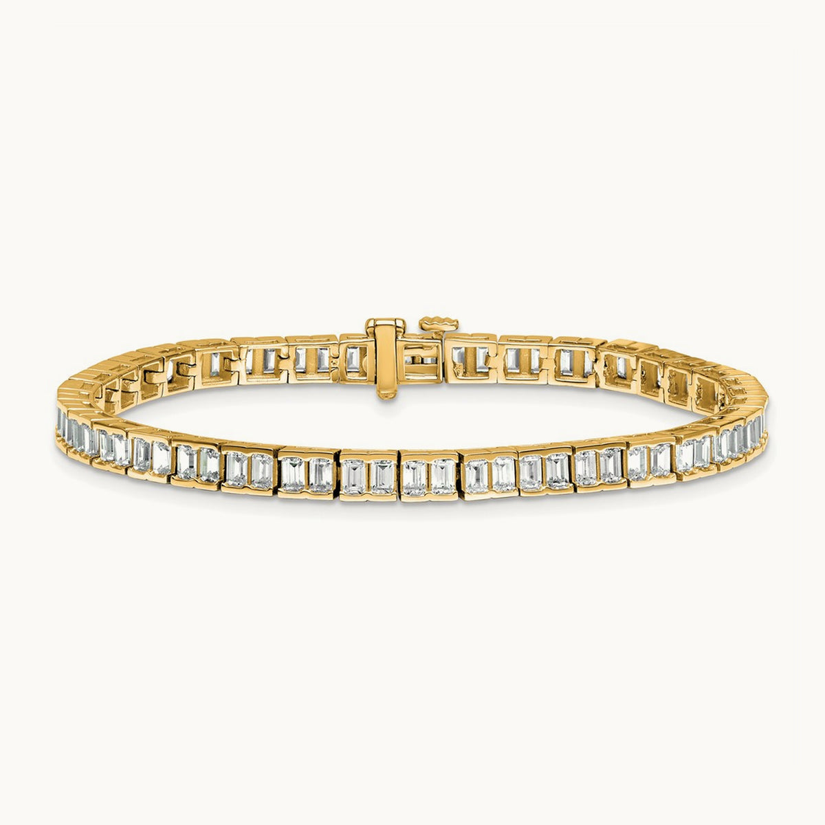 Emerald Tennis Bracelet, 7.25 ct tw Lab-Grown Diamond — 14K Yellow Gold