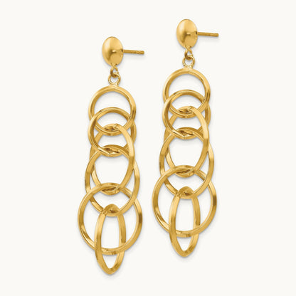 Circle Drop Post Earrings, 14K