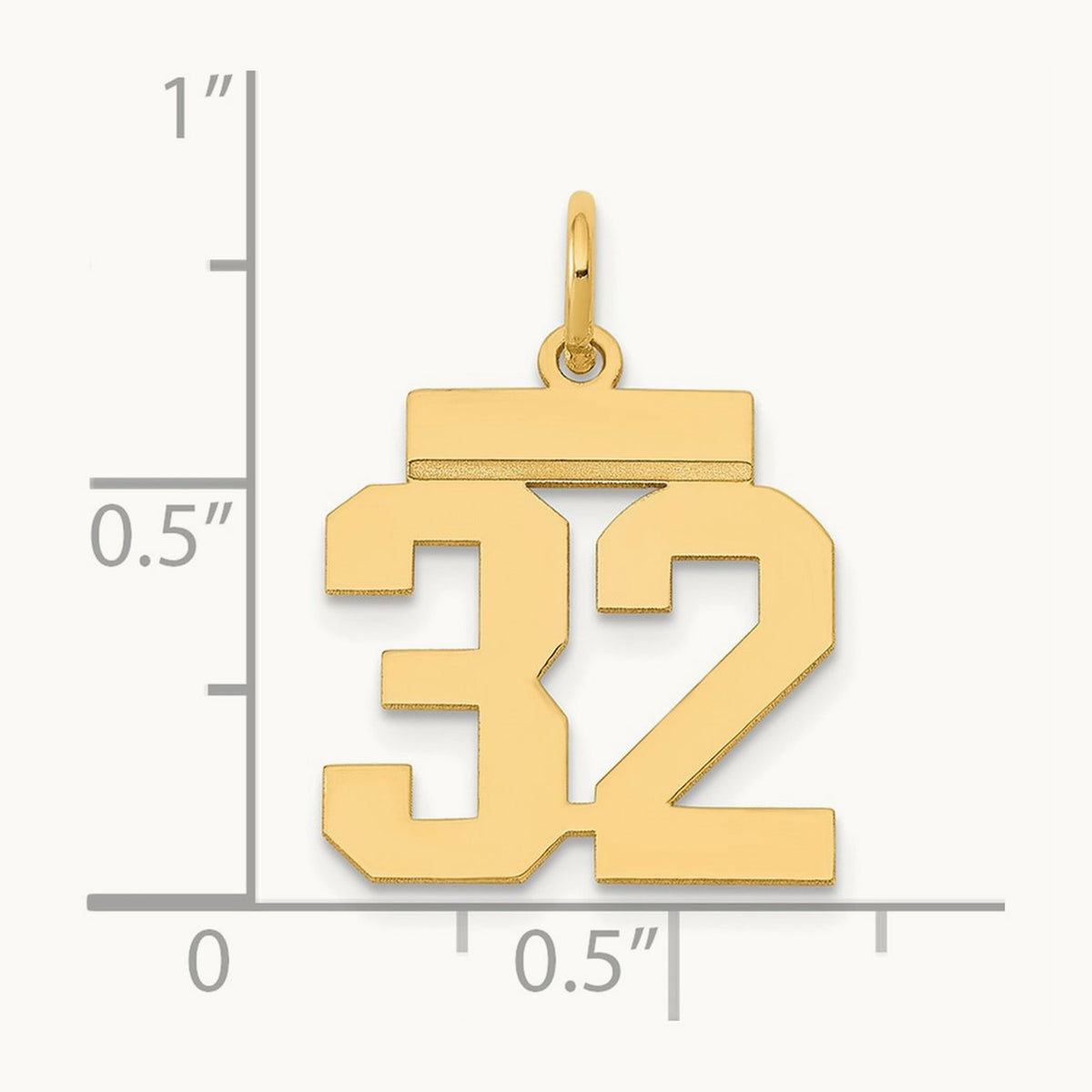 Small Polished Number 32 Charm, 14K