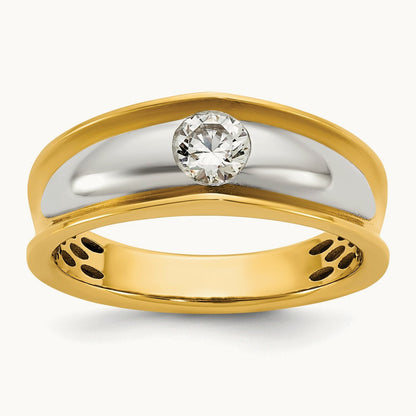 w/White Rhodium IB Goodman Mens Complete 1/2ct Diamond Ring, 14K Yellow Gold
