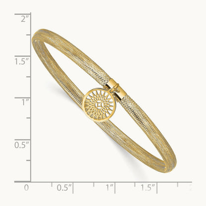 Polished Sun Charm Stretch Bangle, 14K — Leslie's