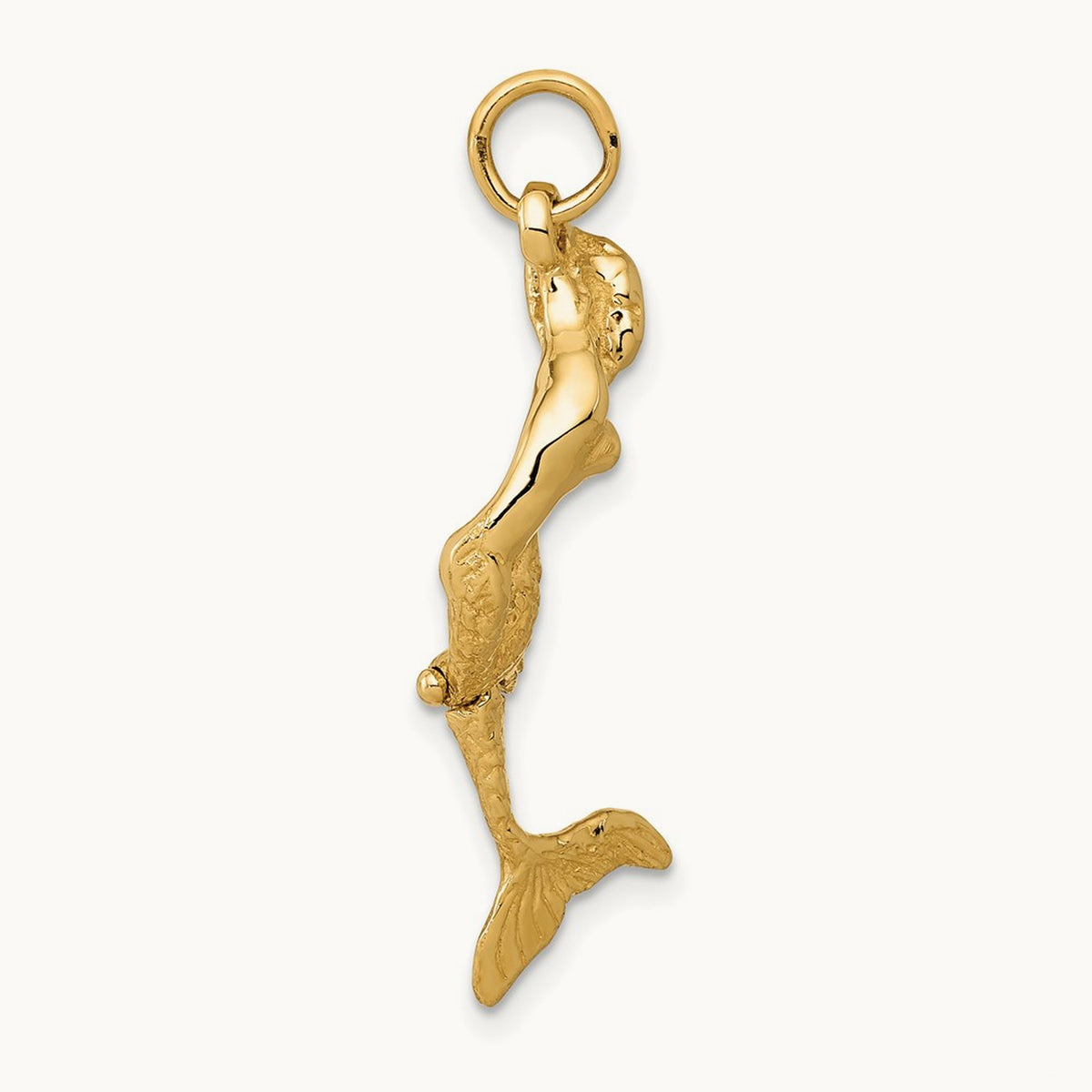 3D Mermaid Charm, 14K