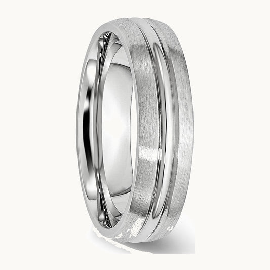 Chisel Cobalt Satin and Polished Grooved 6mm Band