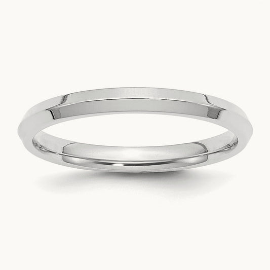 Knife Edge Comfort Fit Band, 2.5mm, 10K White Gold