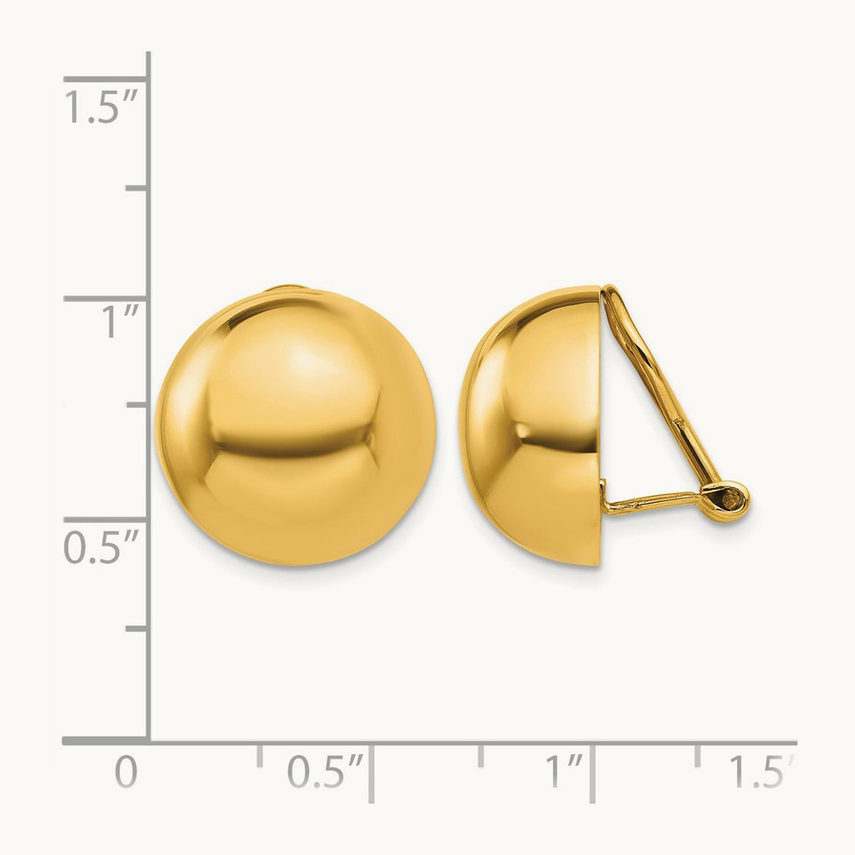 Omega Clip Half Ball Non-pierced Earrings — 16mm