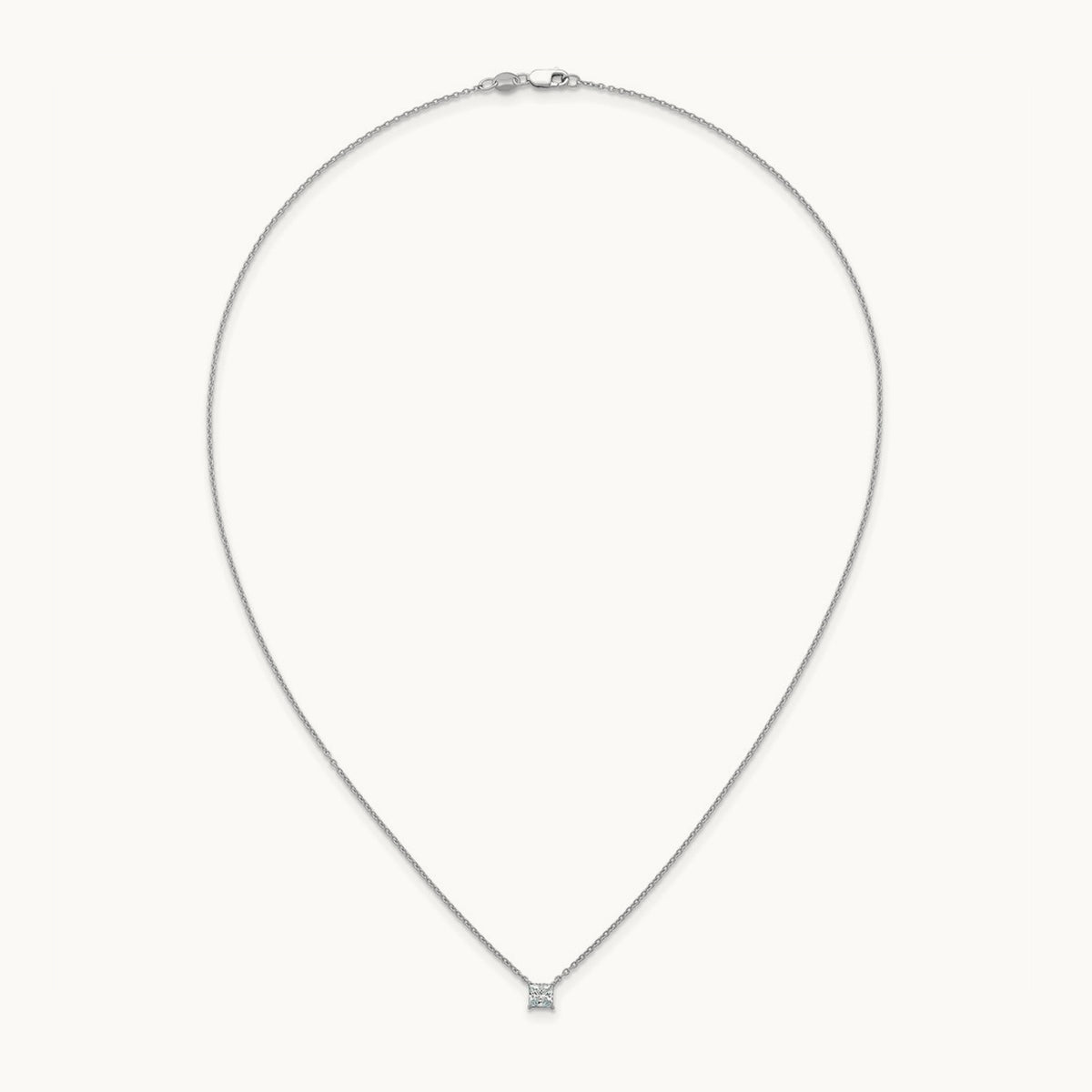 Princess Pendant Necklace, 0.25-4.00 ct tw Lab-Grown Diamond — 1/2 ct, VS (Best), 14K White Gold