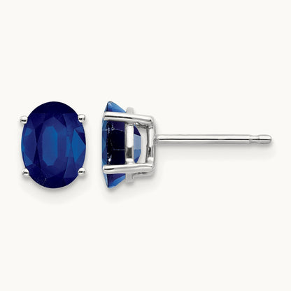 Sapphire Earrings, 14K White Gold