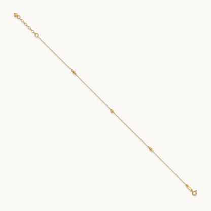 Mirror Beads 9in Plus 1in Ext Anklet, 14K