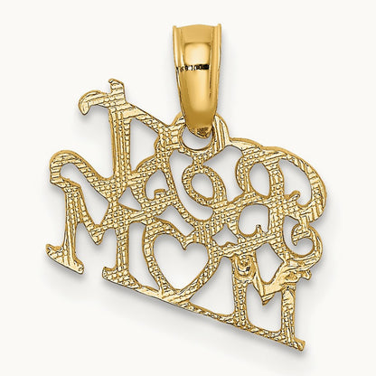 BEST MOM with Heart Charm, 14K