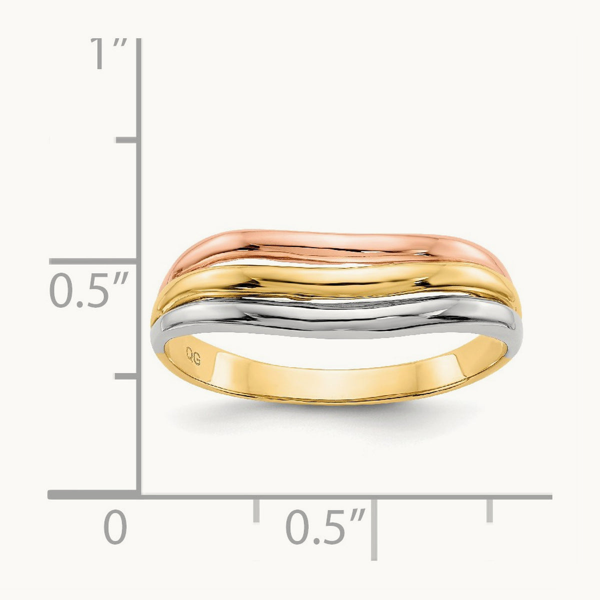 Tri-Color Open Fancy Ring, 14K