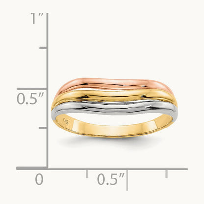 Tri-Color Open Fancy Ring, 14K
