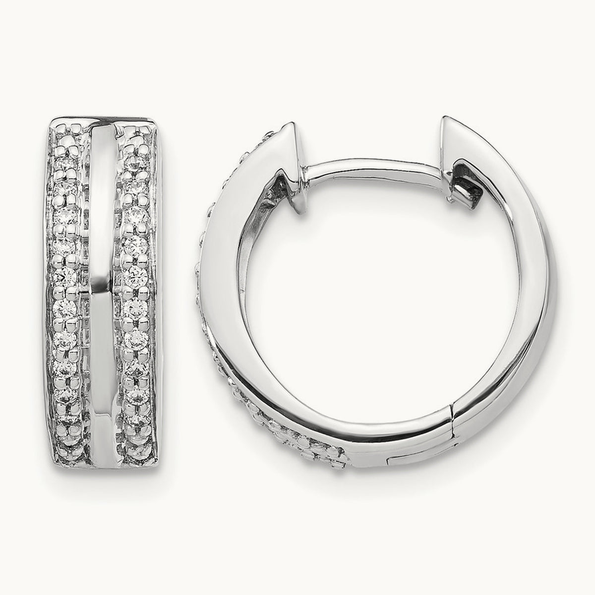 2-row Diamond Hinged Hoop Earrings — photo set