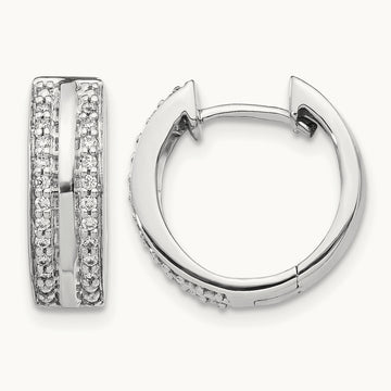2-row Diamond Hinged Hoop Earrings — photo set