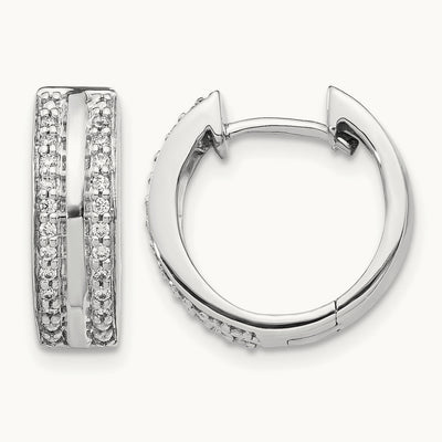 2-row Diamond Hinged Hoop Earrings — photo set