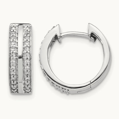 2-row Diamond Hinged Hoop Earrings — photo set