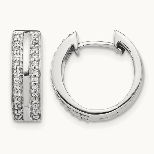 2-row Diamond Hinged Hoop Earrings — photo set