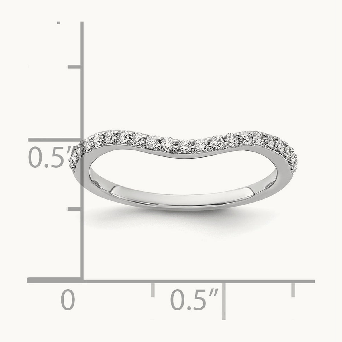 Curved Diamond Ring, 14K White Gold