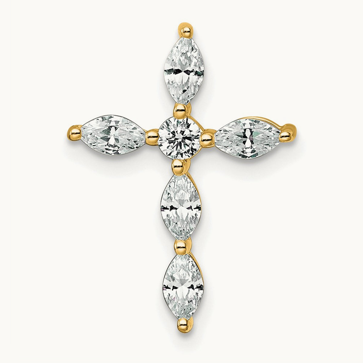 Cross Chain Slide Pendant, 0.50 ct tw Lab-Grown Diamond — 14K Yellow Gold