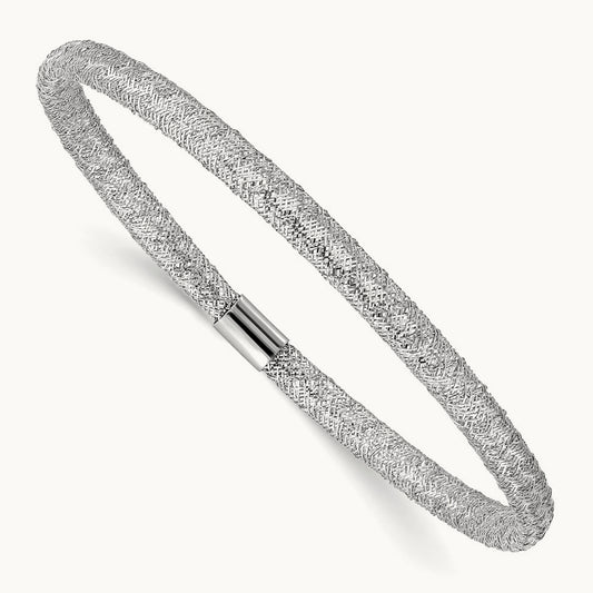 Plating Stretch Mesh Bracelet, 14K with White Rhodium